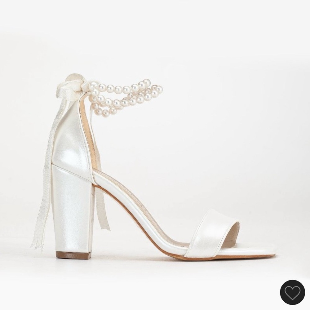Chic Pearl-Embellished White Heels